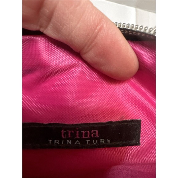 TRINA TURK‎ Black W/ Red & Pink Floral Print Travel/ Makeup/ Cosmetics Bag NWOT - Picture 2 of 11